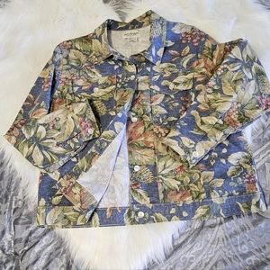 Norm Thompson Botanical Print Denim Jacket